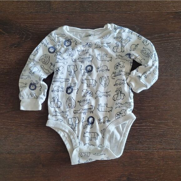 🤸‍♀️3 for 12🤸‍♂️ Carter's Animal Zoo Onesie Pencil Outline 12M - Picture 1 of 3